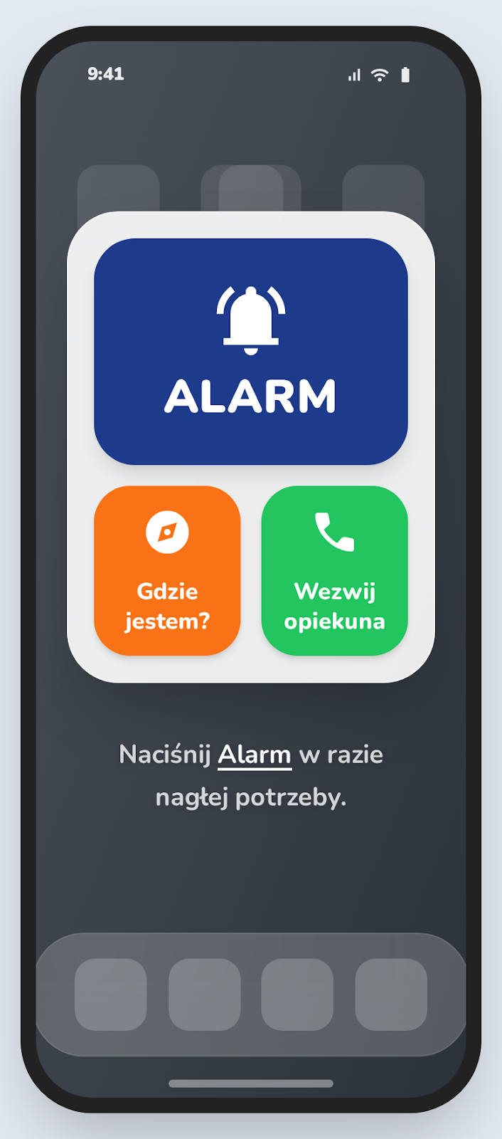 Widget SOS na ekranie głównym